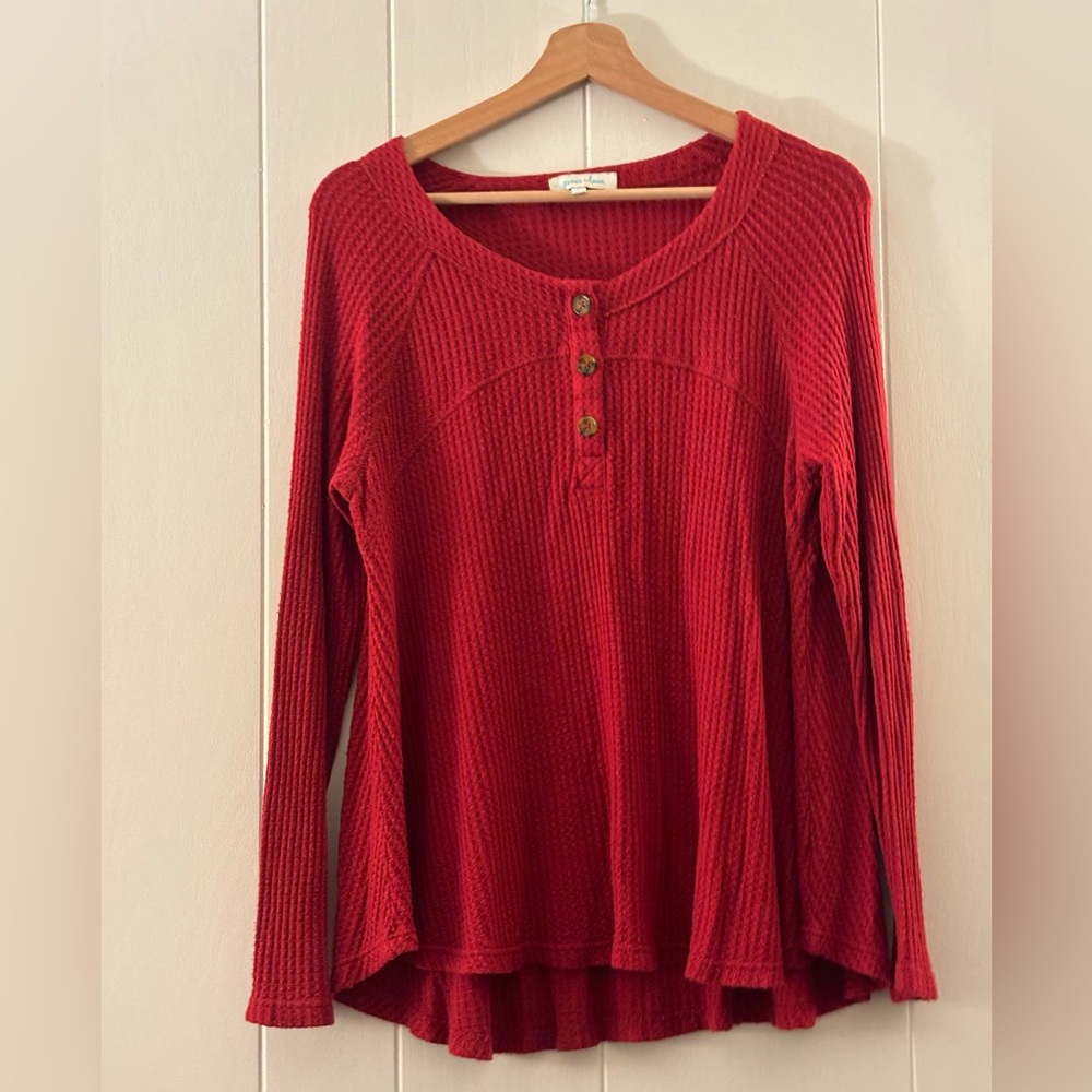 Red long-sleeved Grace and Lace top (S)